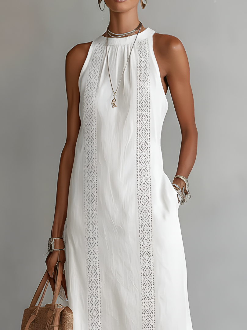 Women's Mid-Length Dress - Embroidered Style, Loose Fit for Summer — product view