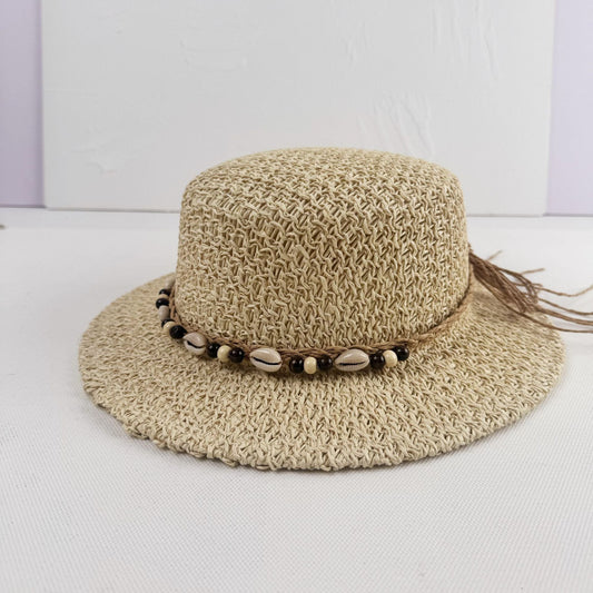 Women's Sun Hat - Woven Texture - Travel Accessory — Beige