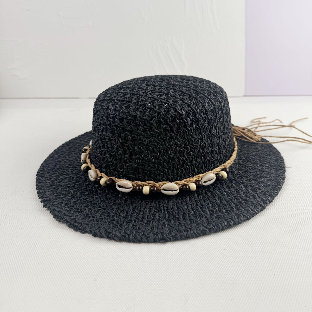 Women's Sun Hat - Woven Texture - Travel Accessory — Black