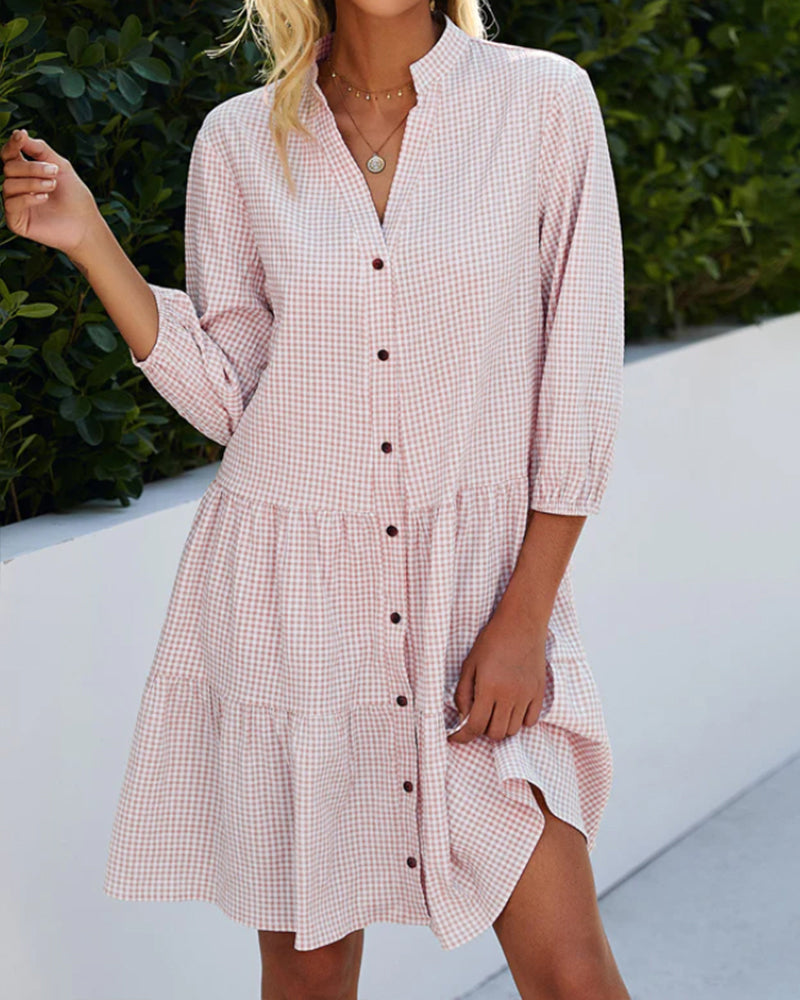 Women's Short A-Line Dress with V-Neck — product view