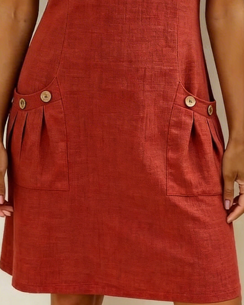 Women's Dress with Zip Collar, A-Line Cut — product view