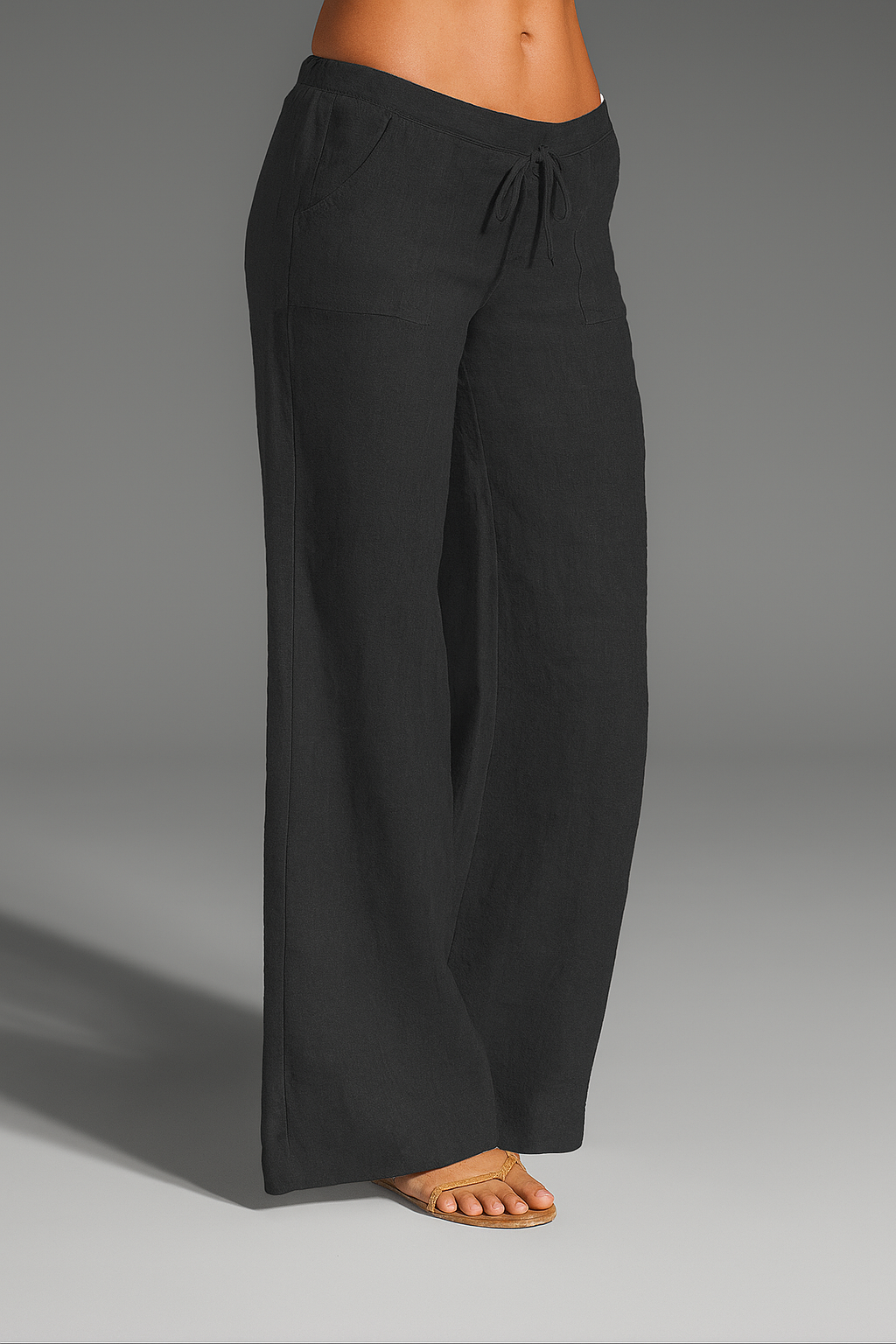 Women's pants, wide cut, elastic waistband — Grey
