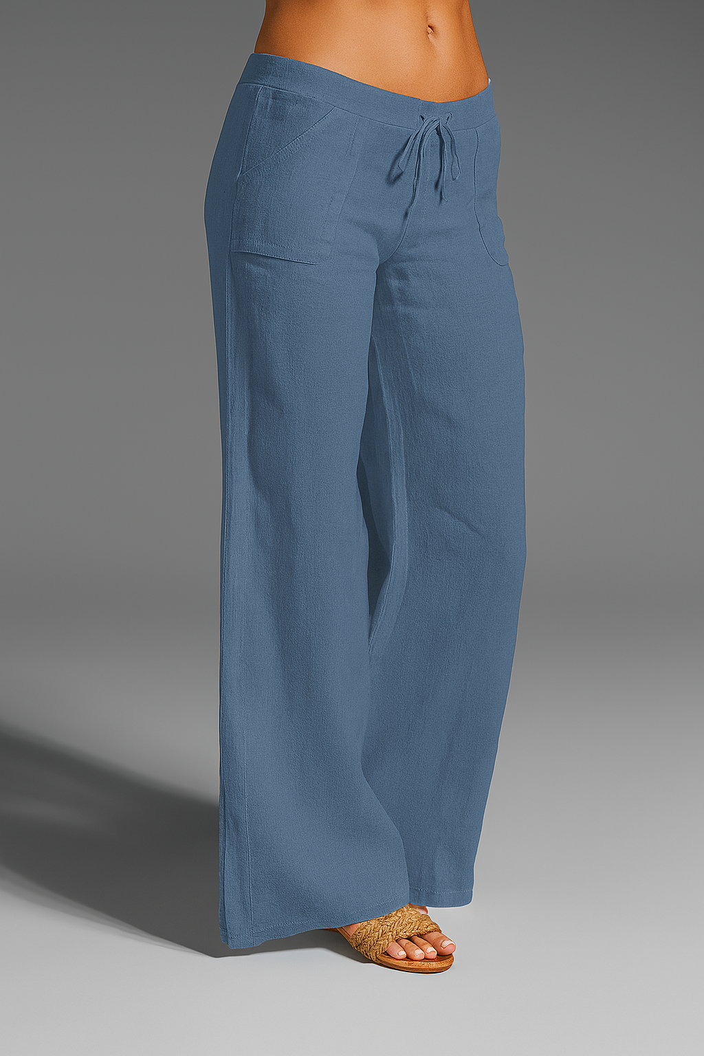 Women's pants, wide cut, elastic waistband — Blue