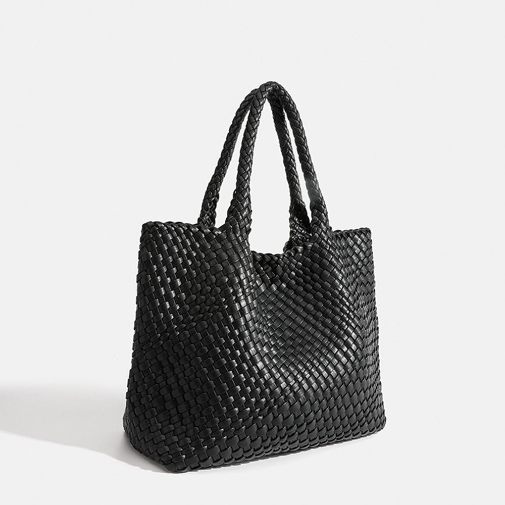Large capacity braided women's tote bag — Black