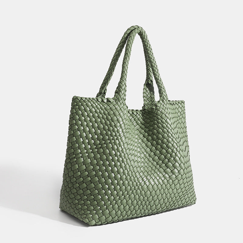 Large capacity braided women's tote bag — Avocado