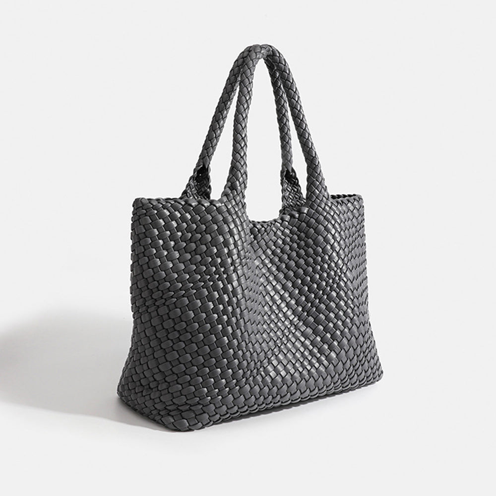 Large capacity braided women's tote bag — Dark Grey