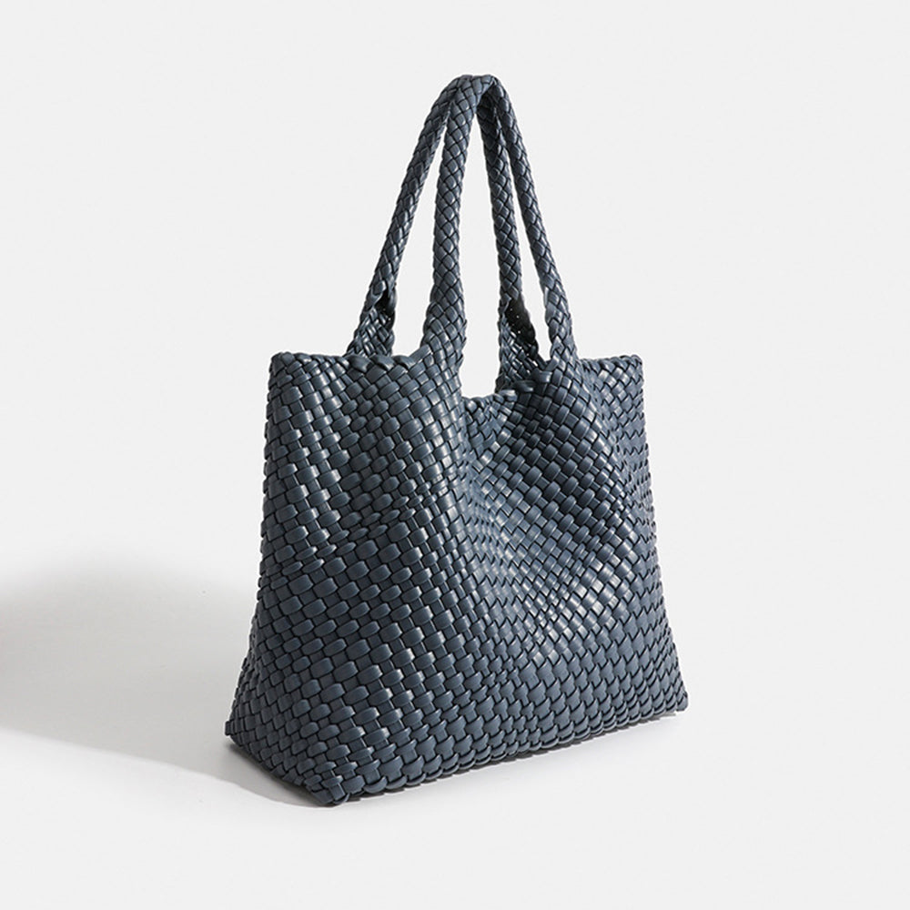 Large capacity braided women's tote bag — Metallic Grey