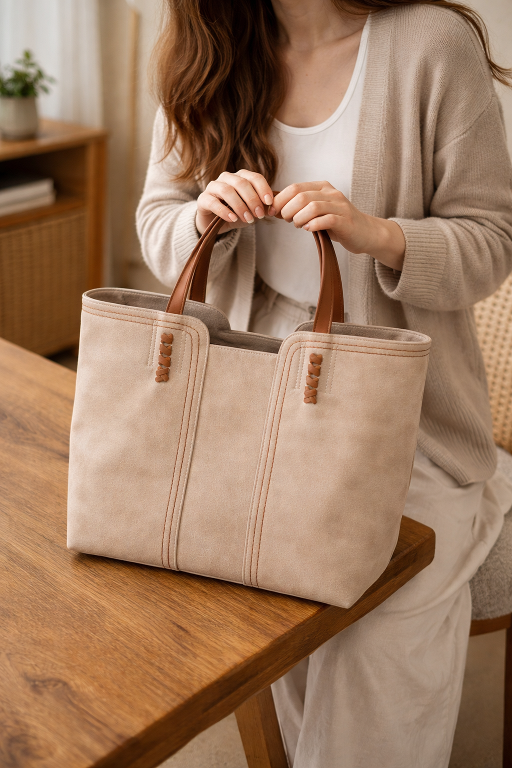 Structured style women's handbag — product view