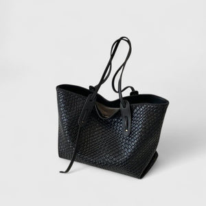Large Capacity Woven Women's Tote Bag — Black
