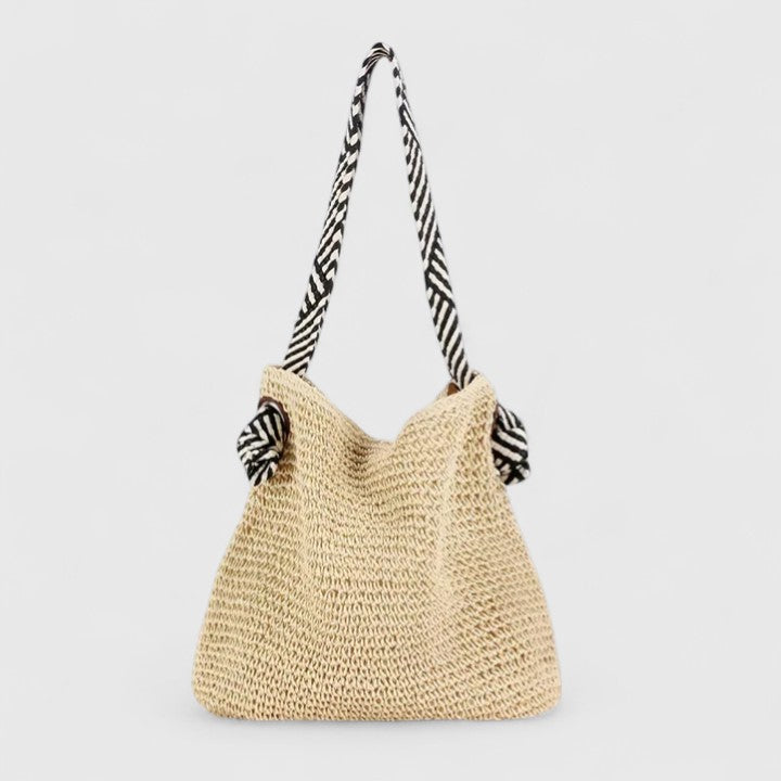 Practical Woven Women's Shoulder Tote Bag — Natural Beige