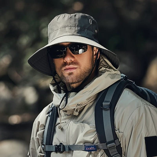 Unisex bucket hat for outdoor activities with cord — Olive Green