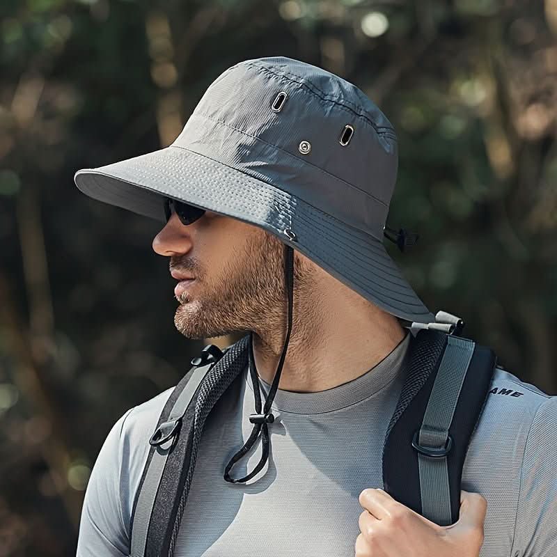 Unisex bucket hat for outdoor activities with cord — Grey