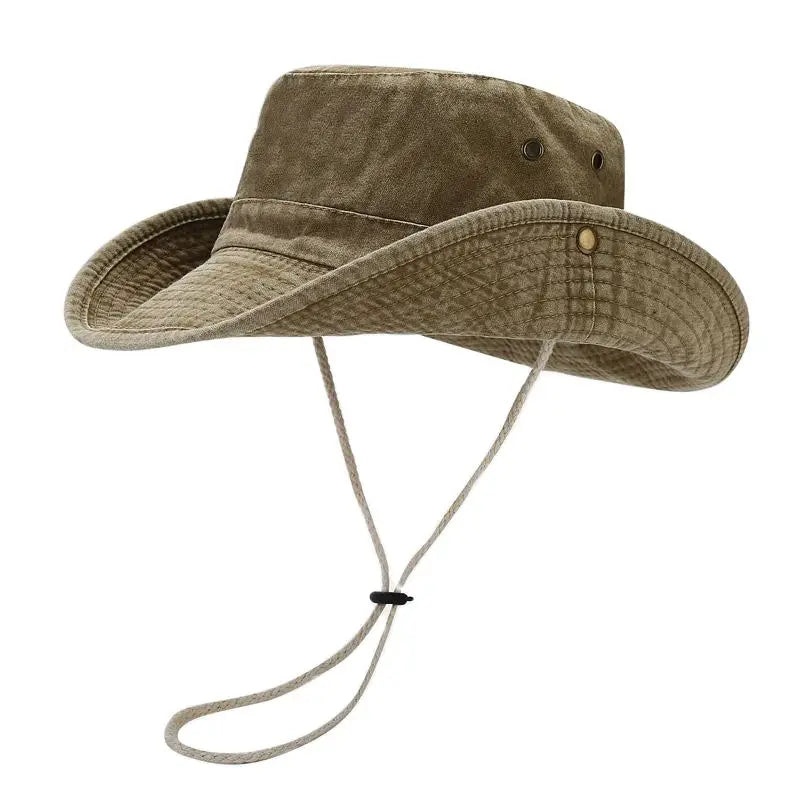 Unisex Fisherman Bucket Hat with Adjustable Cord — Khaki