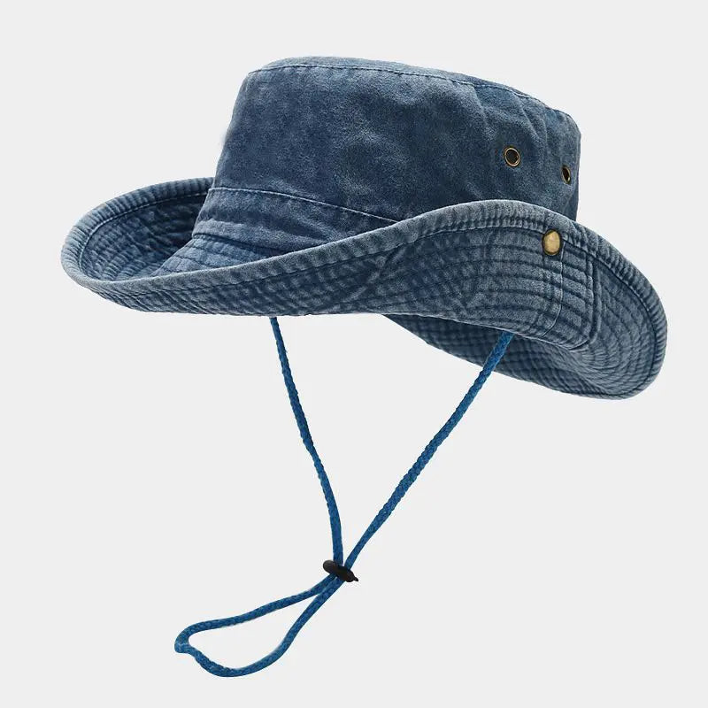 Unisex Fisherman Bucket Hat with Adjustable Cord — Blue