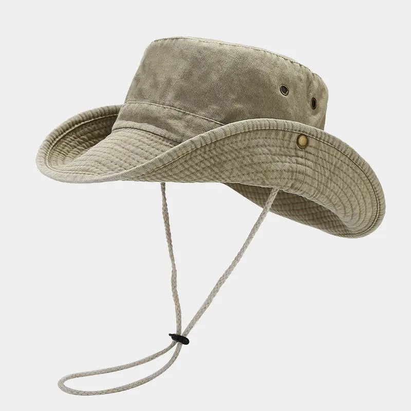 Unisex Fisherman Bucket Hat with Adjustable Cord — Beige
