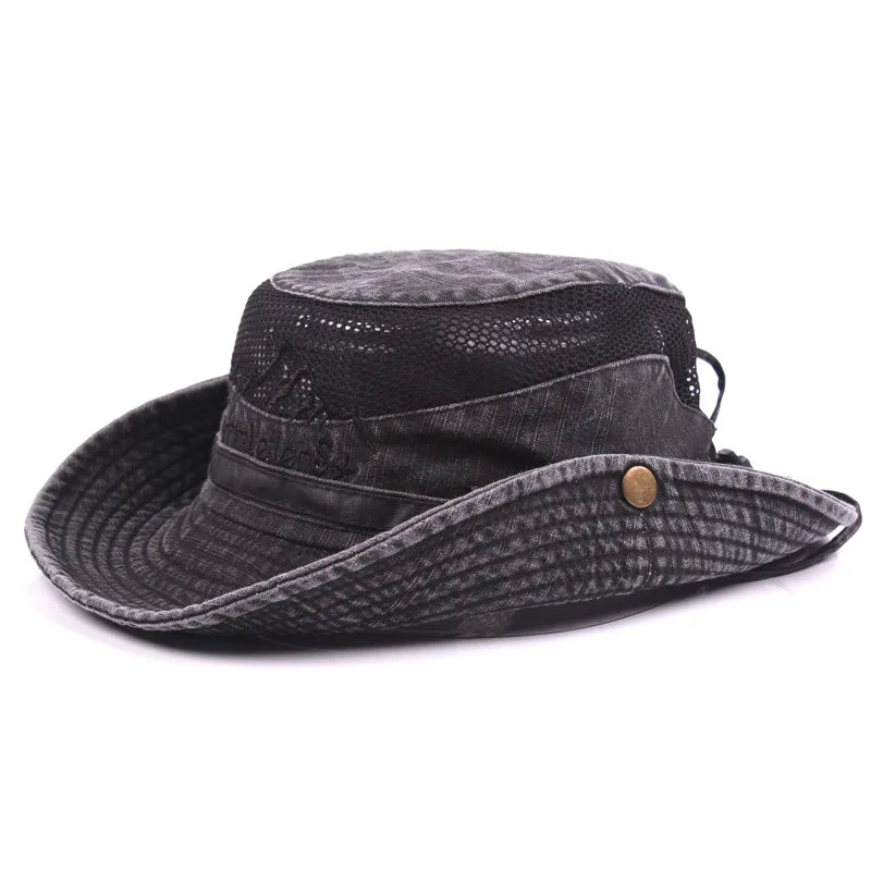 Bucket Hat Bush Hat for Fishing and Outdoor Hiking — Black