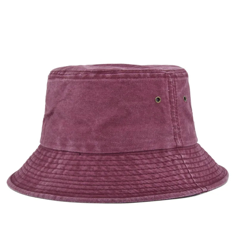 Washed sun bucket hat for men and women outdoor — Wine Red