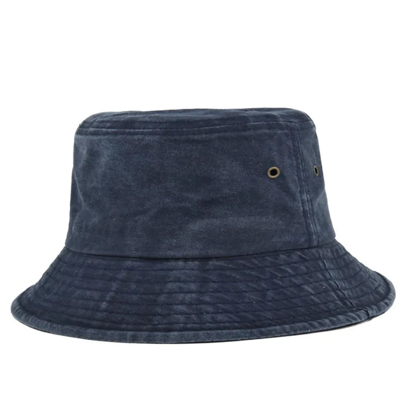 Washed sun bucket hat for men and women outdoor — Navy Blue