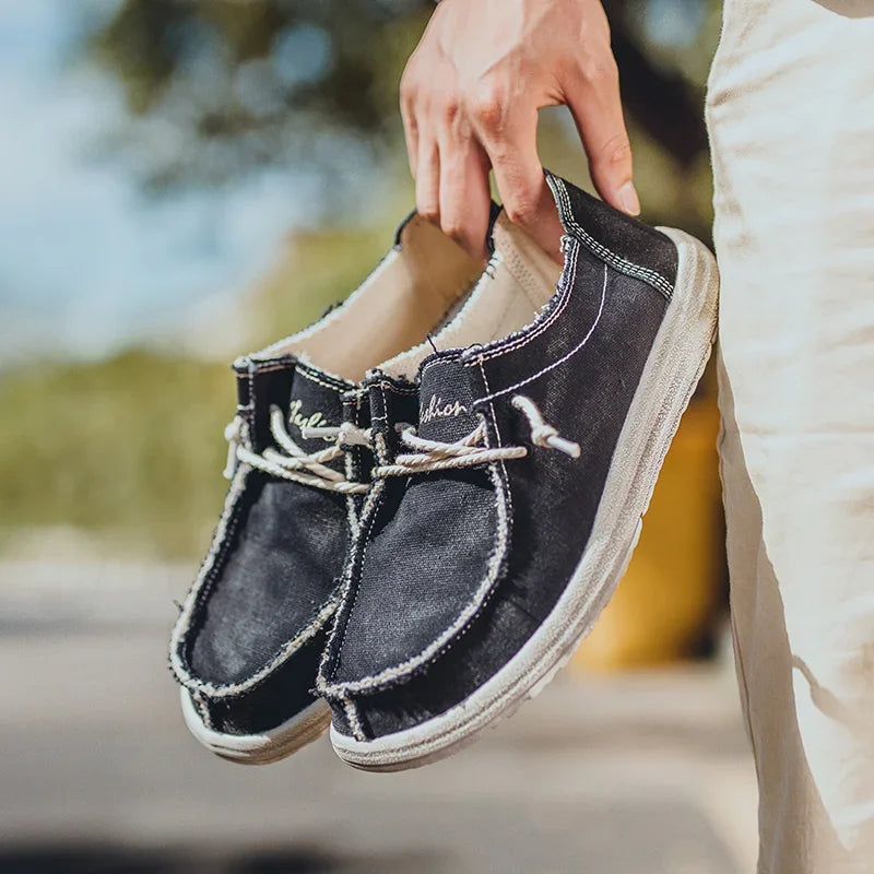 Men's slip-on shoes with soft fabric — Black