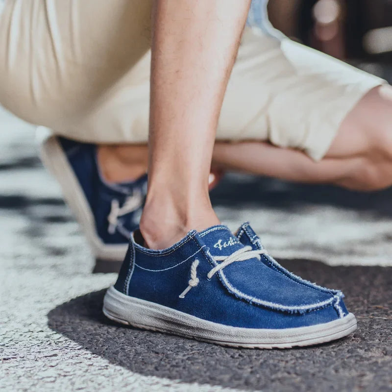 Men's slip-on shoes with soft fabric — Navy Blue