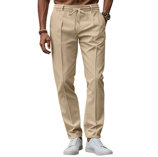 Men's Business Slim Fit Elastic Waist Pants — Khaki