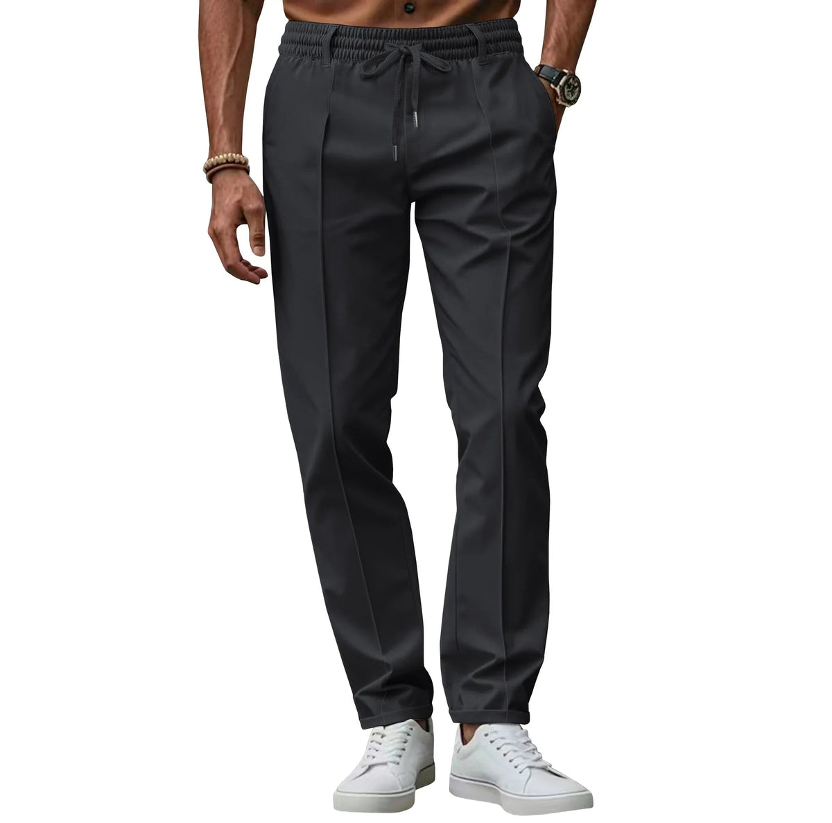 Men's Business Slim Fit Elastic Waist Pants — Black