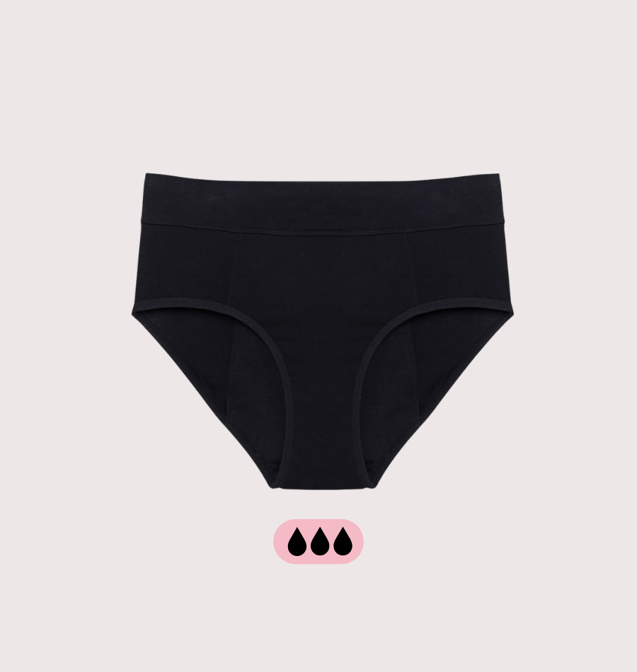 Basic Absorbent Menstrual Panties for Periods — Black