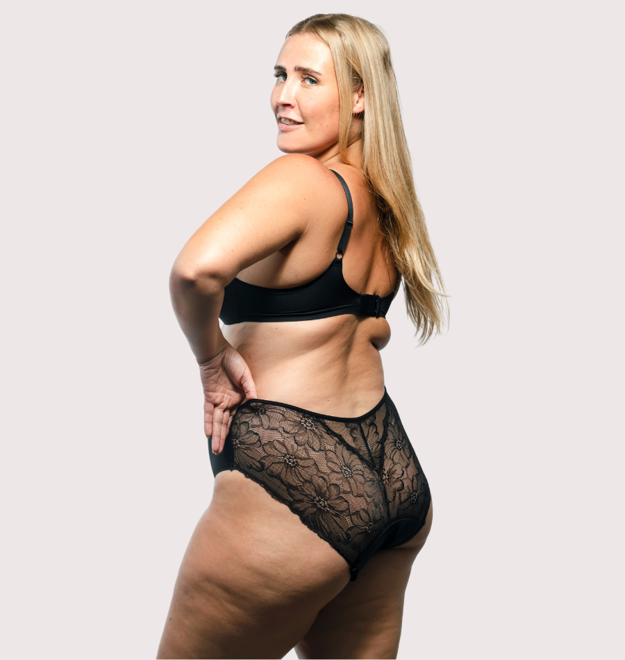 Floral Print Menstrual Panties Period — Black