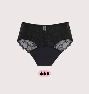 Floral Print Menstrual Panties Period — Black