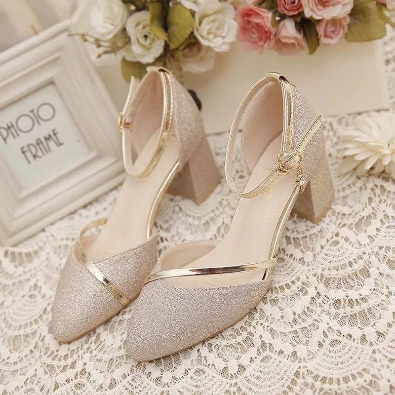 Medium Heel Sandals — Beige