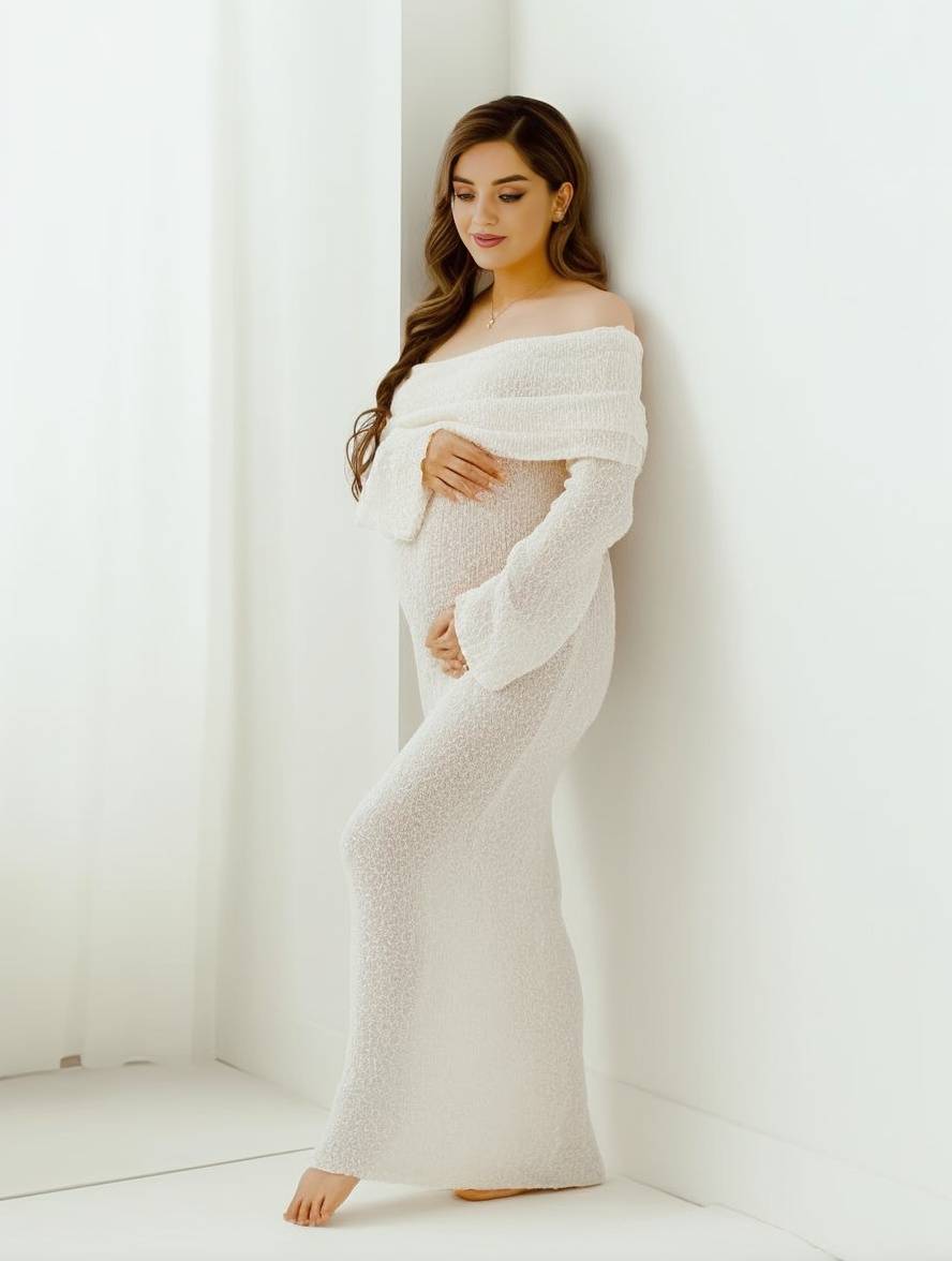 Long Maternity Knit Dress — product view