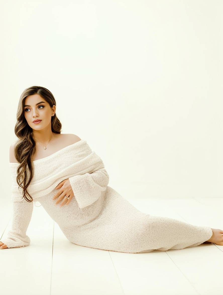 Long Maternity Knit Dress — product view