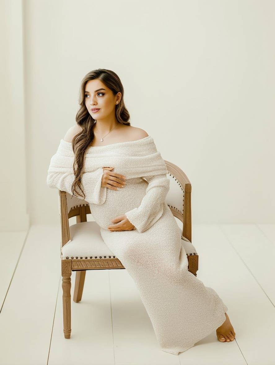 Long Maternity Knit Dress — product view