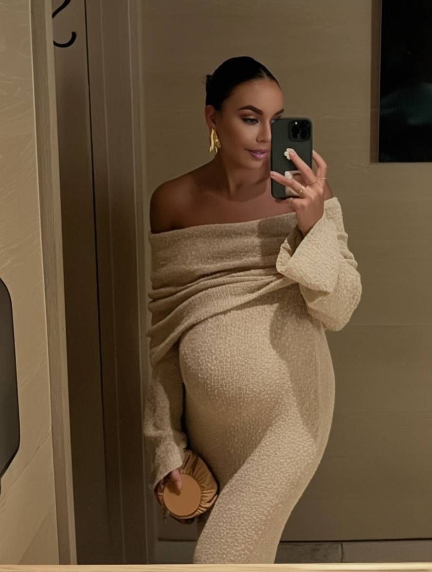 Long Maternity Knit Dress — product view