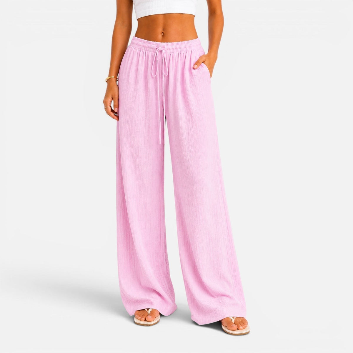 Adjustable Palazzo Pants — Pink
