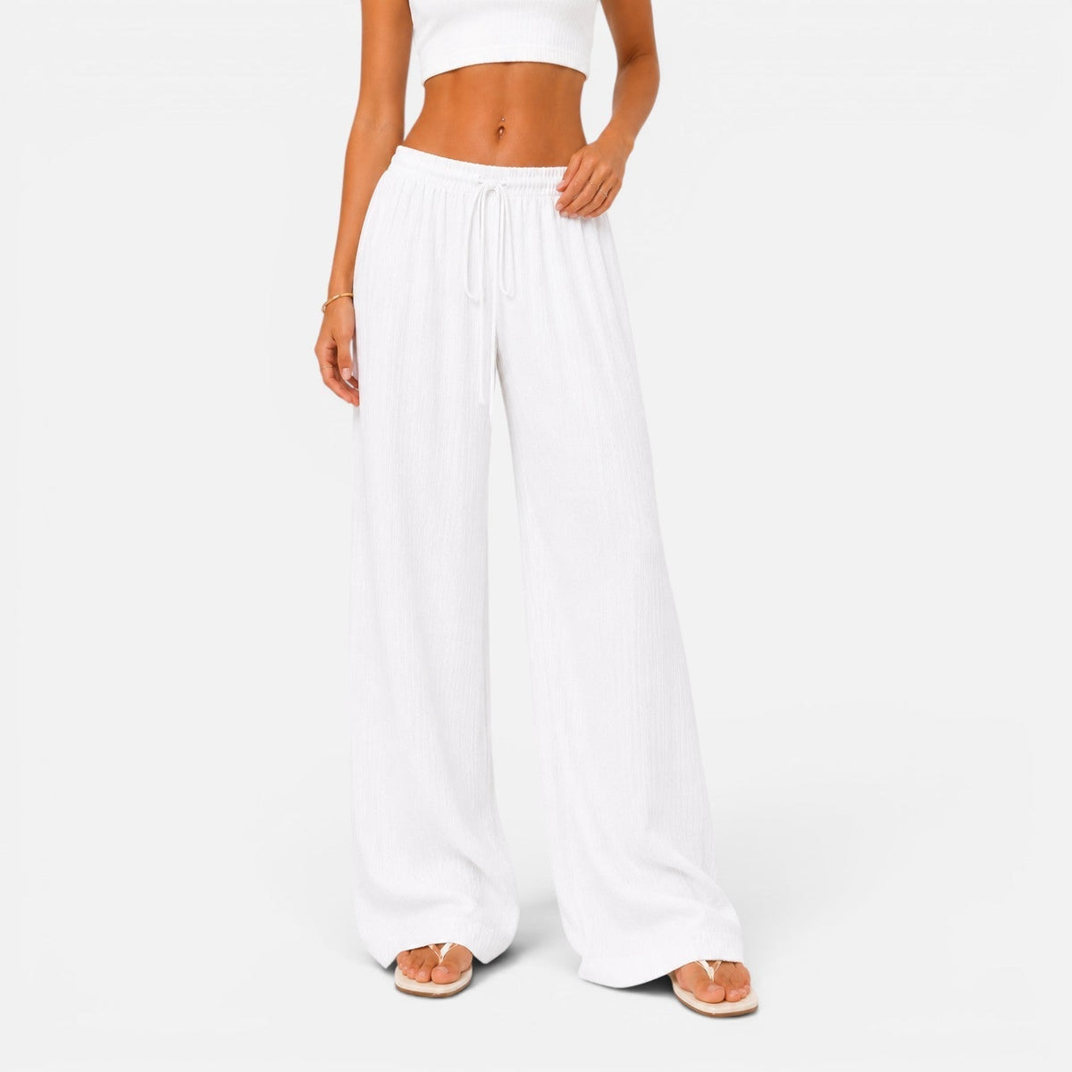 Adjustable Palazzo Pants — White