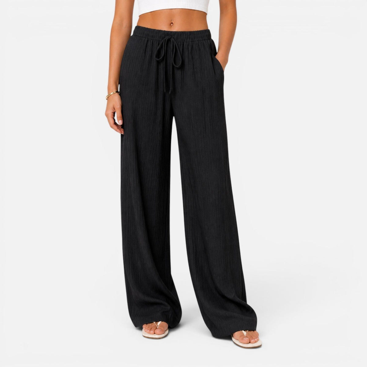 Adjustable Palazzo Pants — Black