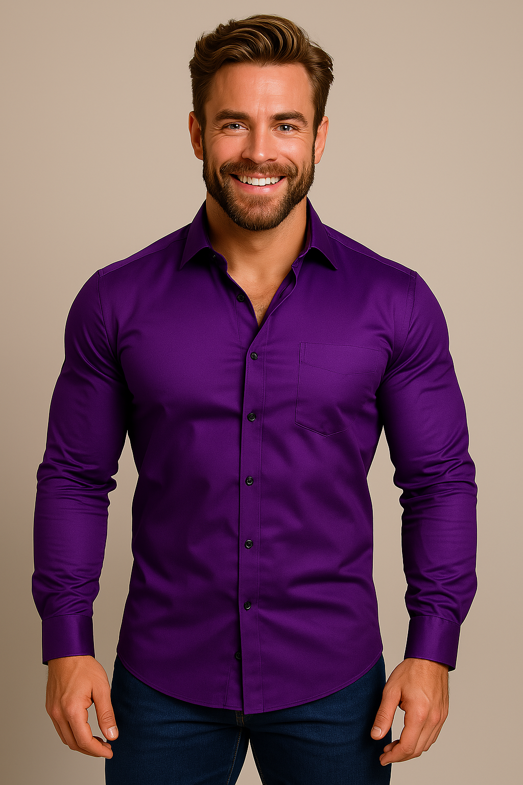 Men's Shirt with Classic Collar — Purple