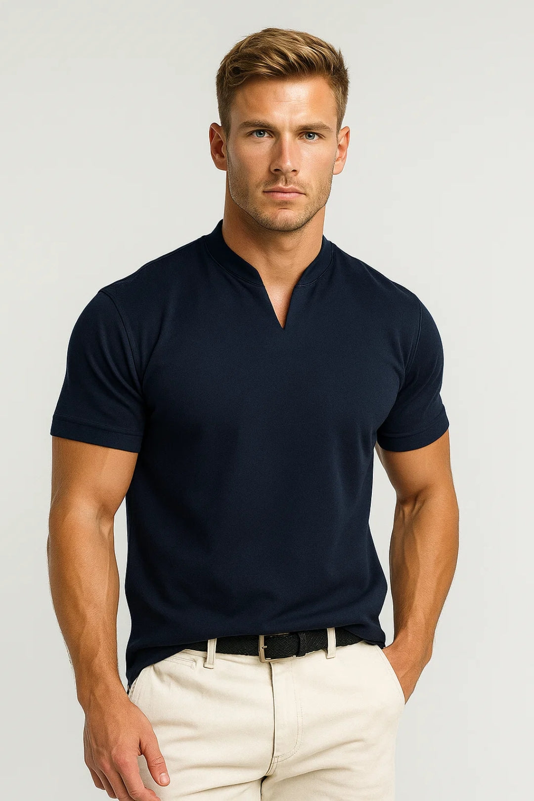 Men's V-Neck Top — Dark Blue