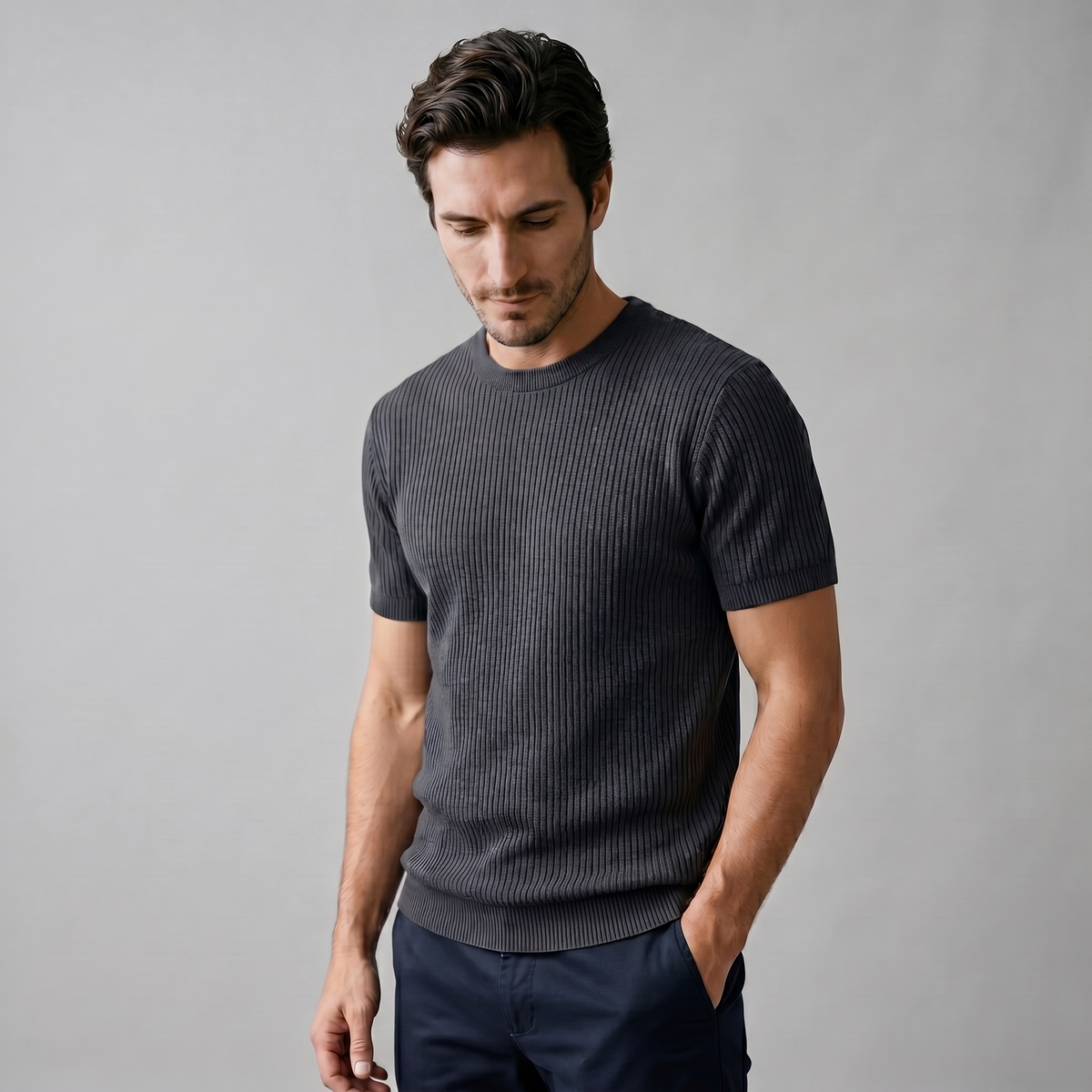 Men's Knit Pullover T-shirt — product view