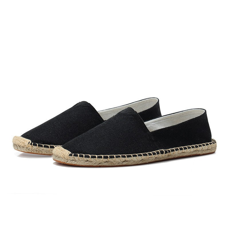 Men's Comfortable Espadrille Shoes — Black/Beige