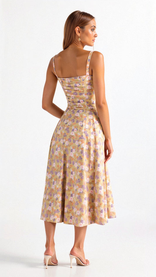 Floral Pattern Midi Corset Dress — product view