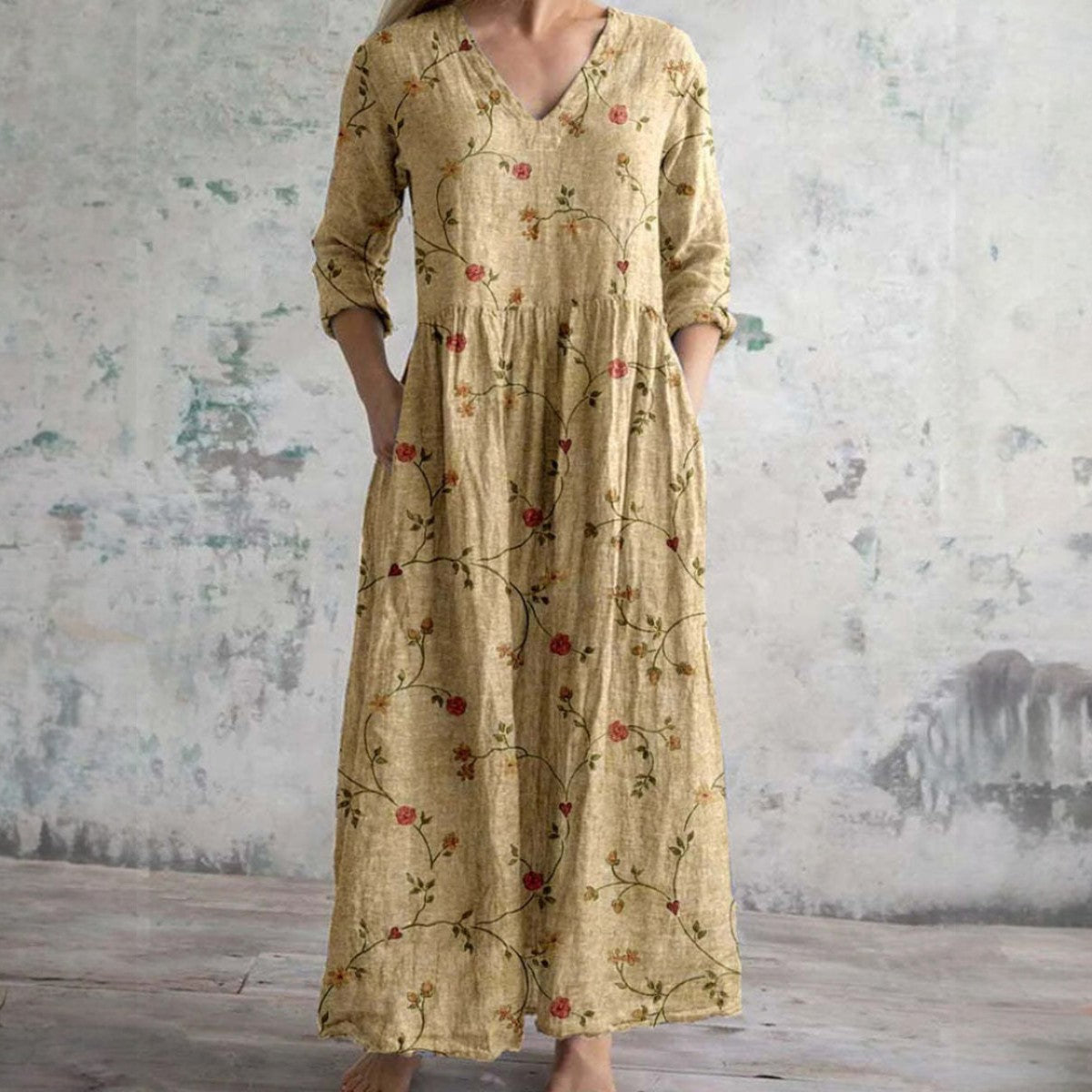 Maxi Floral Dress — Yellow