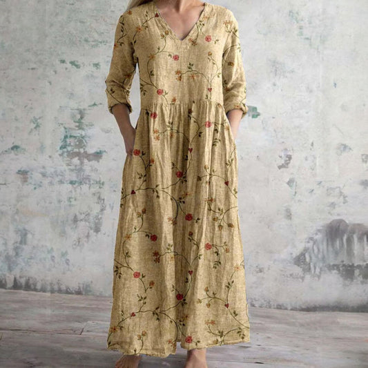 Maxi Floral Dress — Yellow