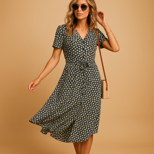Mid-Length Buttoned Robe — Black