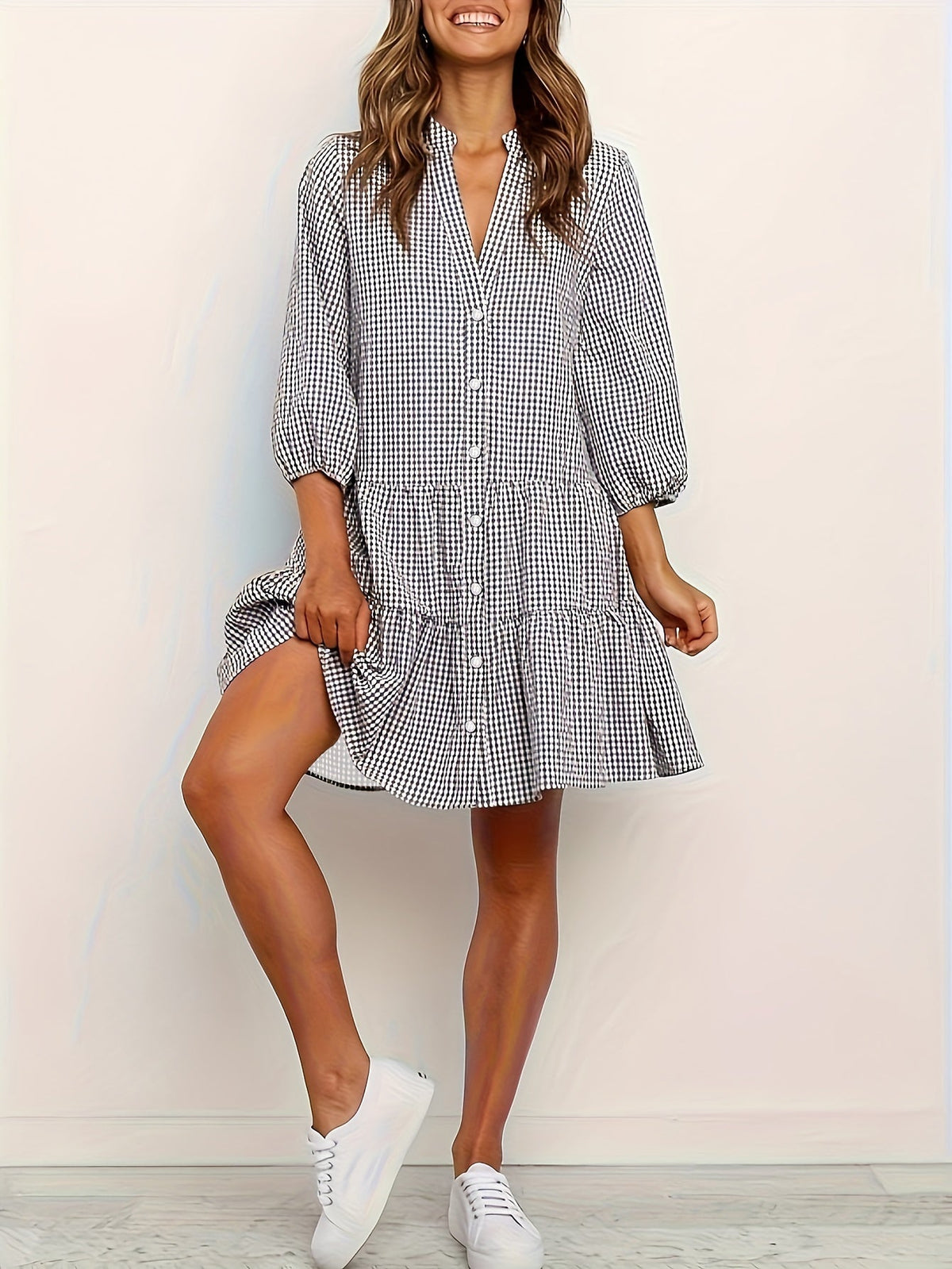 Short Ruffled Dress — Black