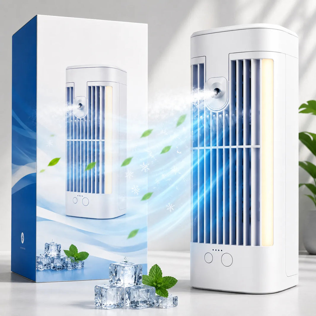 Mini USB Air Cooler with Night Light for Office