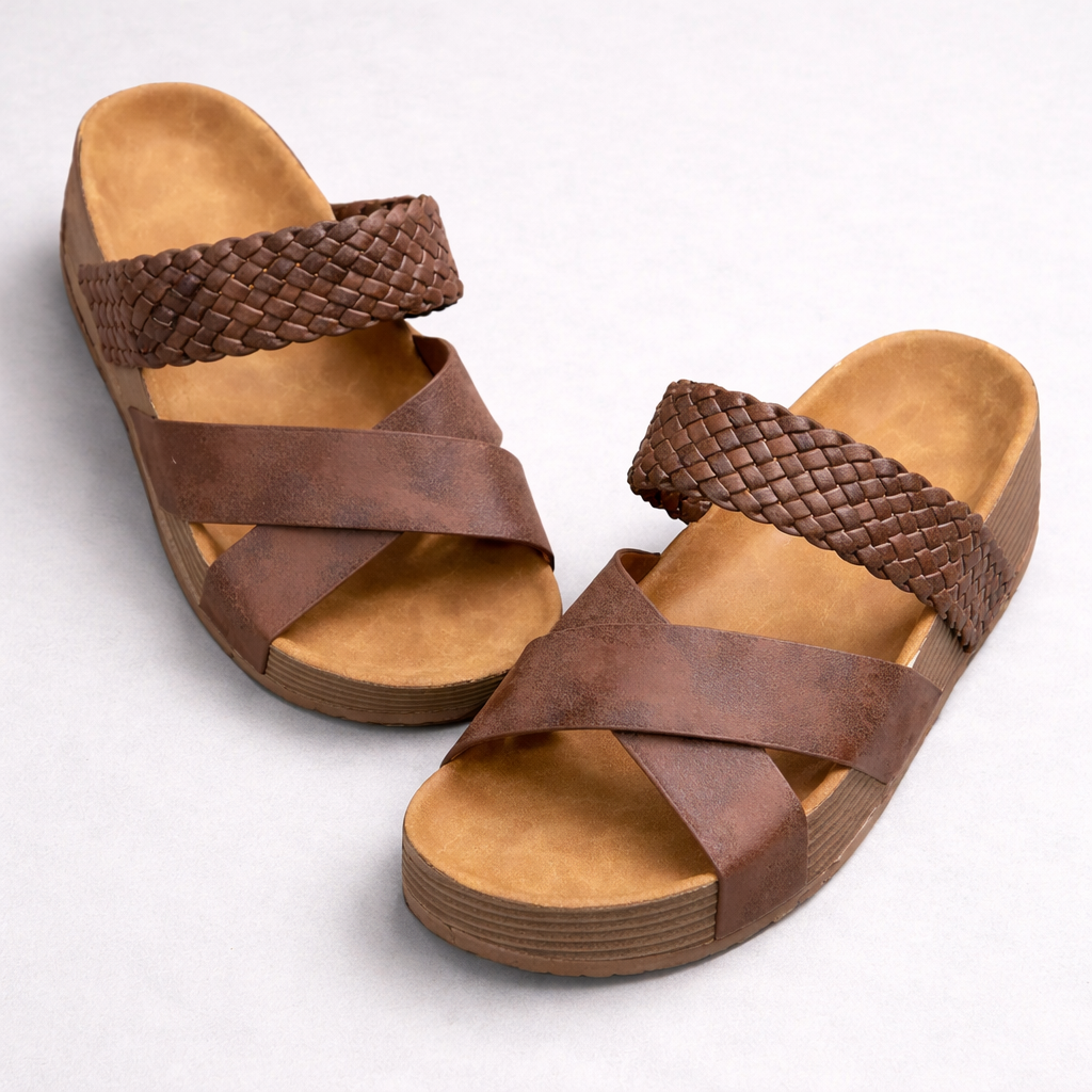 Wedge Mules with Crossed Straps — product view