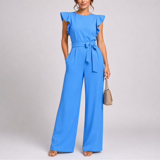 Sleeveless Wide Leg Jumpsuit — Blue