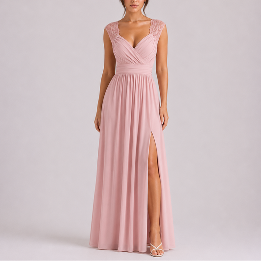 Evening Dress with Side Slit — Pink